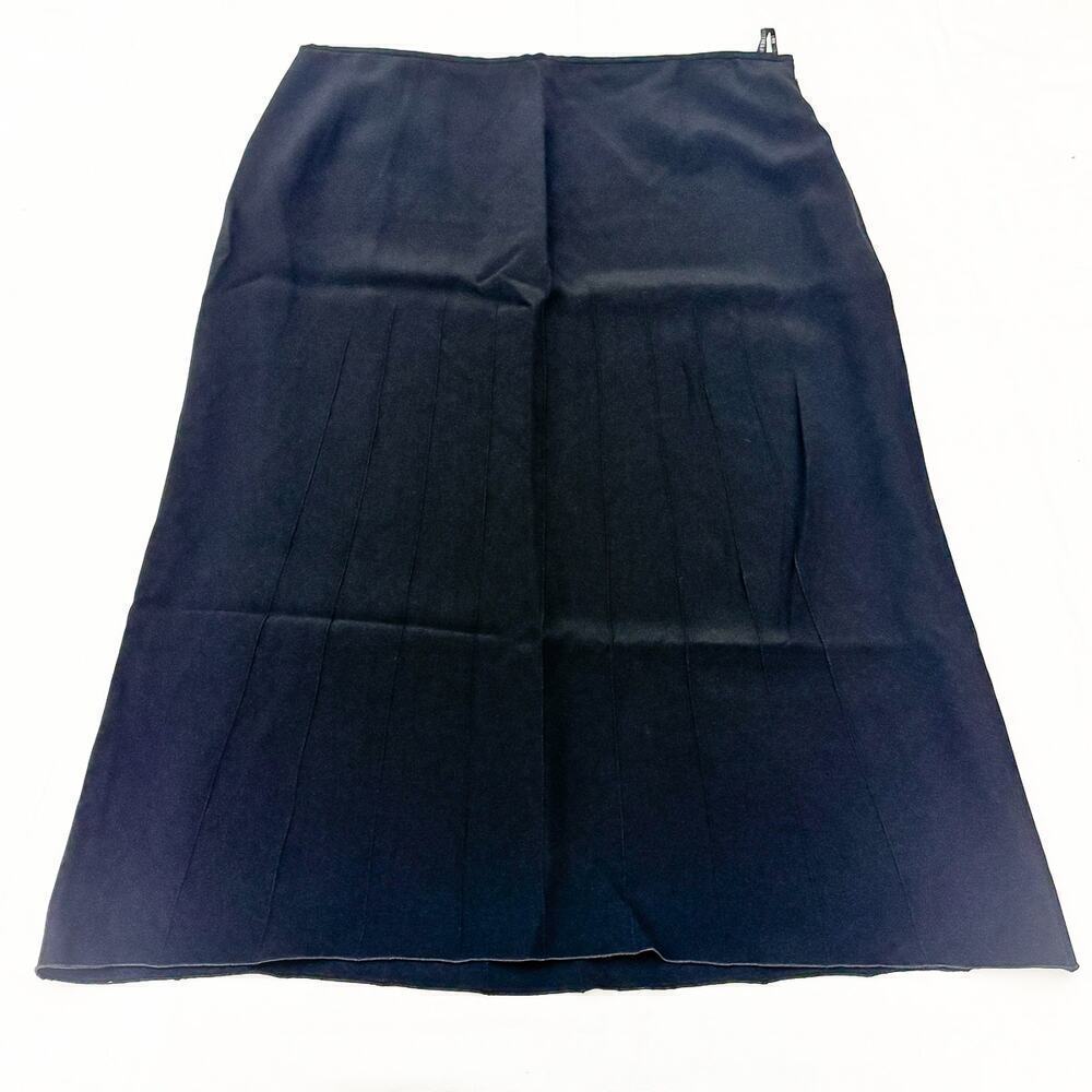 Lafayette 148 Seam Pleated Black Pencil Skirt Size 14